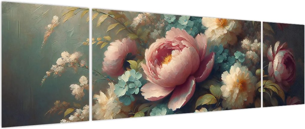 Obraz - Martwa natura z kwiatami - obraz (170x50 cm)
