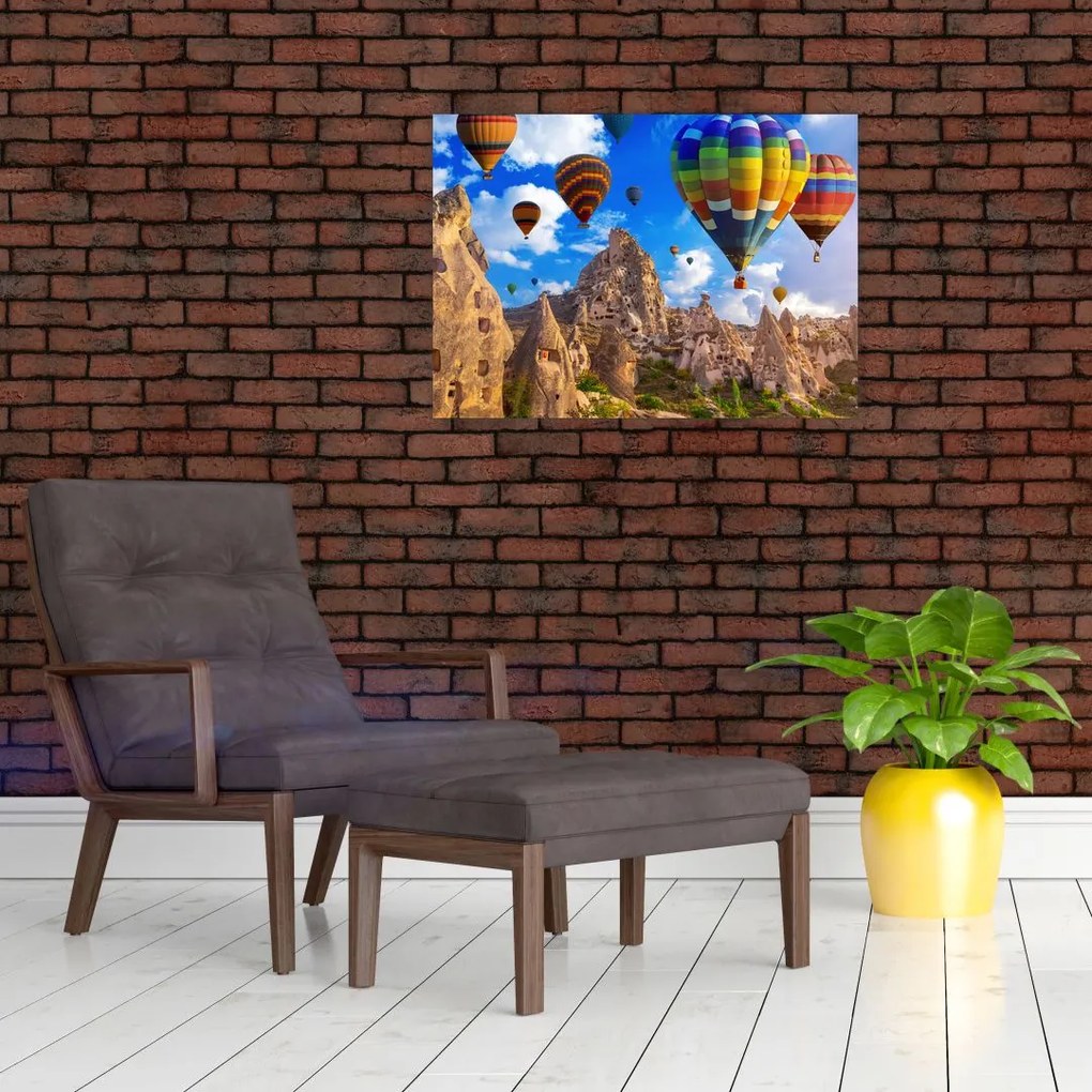 Obraz na szkle - Balony na ogrzane powietrze, Kapadocja, Turcja. (70x50 cm)