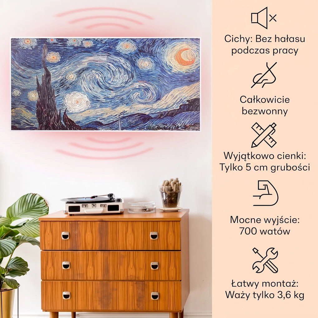Klarstein Wonderwall Art Smart 700W Panel na Podczerwień W Formie Obrazu Noc
