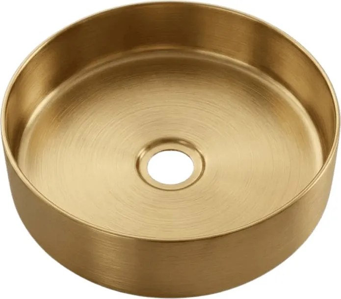 Essenox okrągła umywalka nablatowa 37.5 cm ze stali nierdzewnej szczotkowane złoto - Essebagno