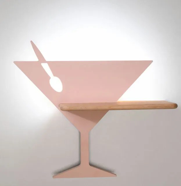 Różowy ścienny kinkiet dla dzieci z półką T7-D12