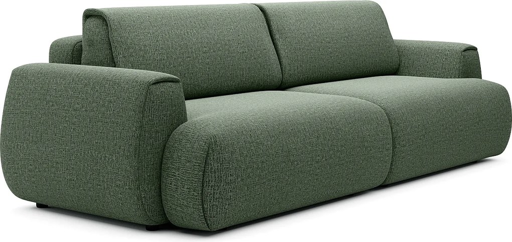 Kanapa 4-osobowa rozkładana z tkaniny szenilowej w kolorze butelkowej zieleni MONELIA