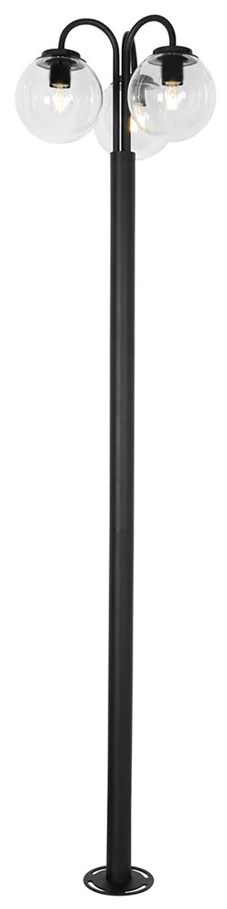 Zewnetrzna Latarnia czarna z przezroczystym szkłem 200 cm 3-punktowa IP44 - Sfera Nowoczesny Oswietlenie zewnetrzne