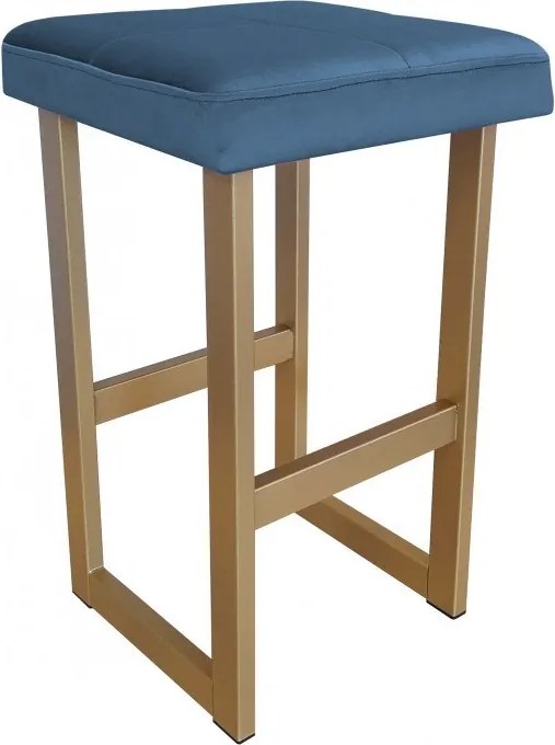 Hoker ALEX krzesło barowe tkanina Welur podstawa metalowa : Kolor Stelaża - Złoty, Kolor tkaniny - VELVET - MG33, Wysokość - 75 cm