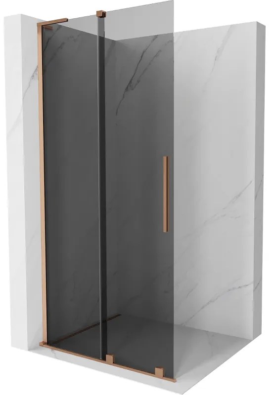 Mexen Velar L ścianka prysznicowa rozsuwana Walk-in 110 x 200 cm, grafit 8 mm, miedź szczotkowana - 871-110-003-43-65