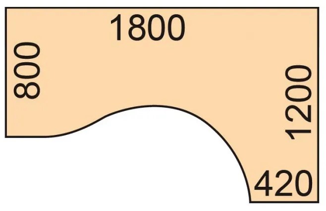 Stół z regulacją wysokości, 2 silniki, 745 - 1215 mm, ergonomiczny L/P, blat 1800 x 1200 mm, podstawa biała, biały