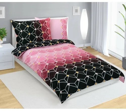 Bellatex Pościel bawełniana Plaster miodu różowy, 140 x200 cm, 70 x 90 cm