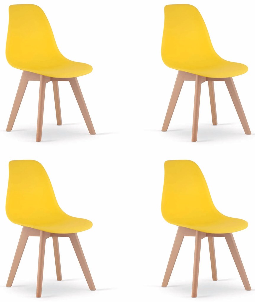 Żółte krzesło KITO z bukowymi nogami
