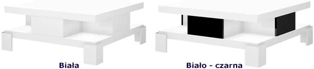 Biała ława wysoki połysk z czarnymi szufladami F9-R19