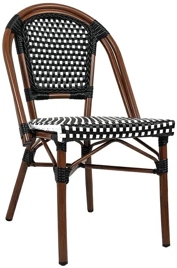 Czarno białe wiklinowe krzesło ogrodowe T1-S98