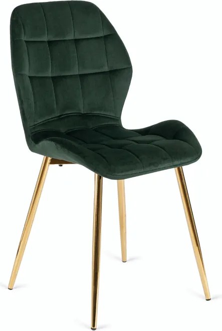 Zestaw Stół Okrągły BALI 100 cm Biały Marmur/Złoty i 4 Krzesła Tapicerowane LUCKY Zielone Glamour