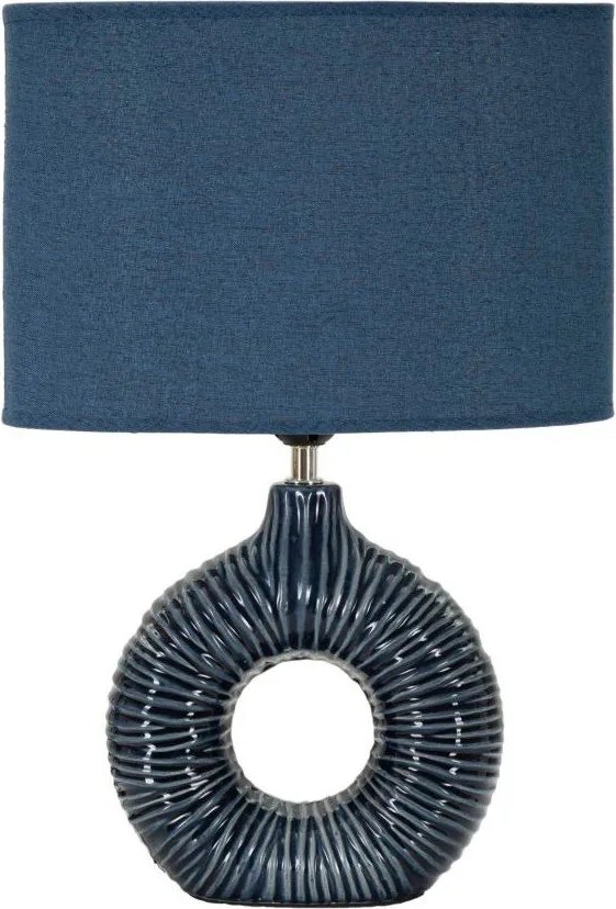 Niebieska lampa stołowa ceramiczna z tekstylnym kloszem (wysokość 43 cm) Seta – Mauro Ferretti