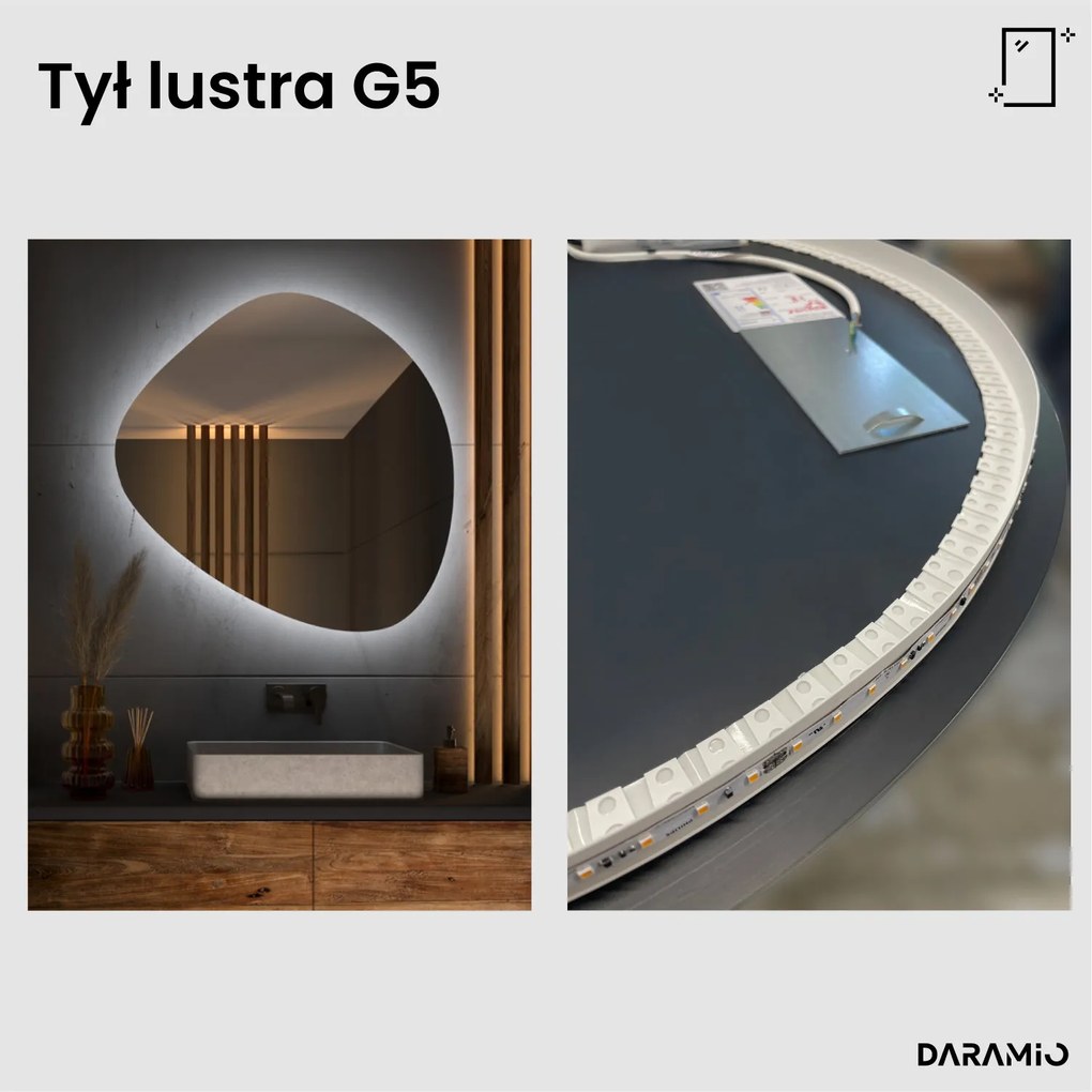 Lustro łazienkowe LED w kształcie kamienia G5