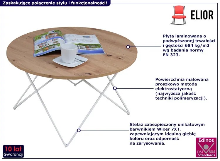Skandynawski stolik kawowy dąb artisan - Noemi 5X