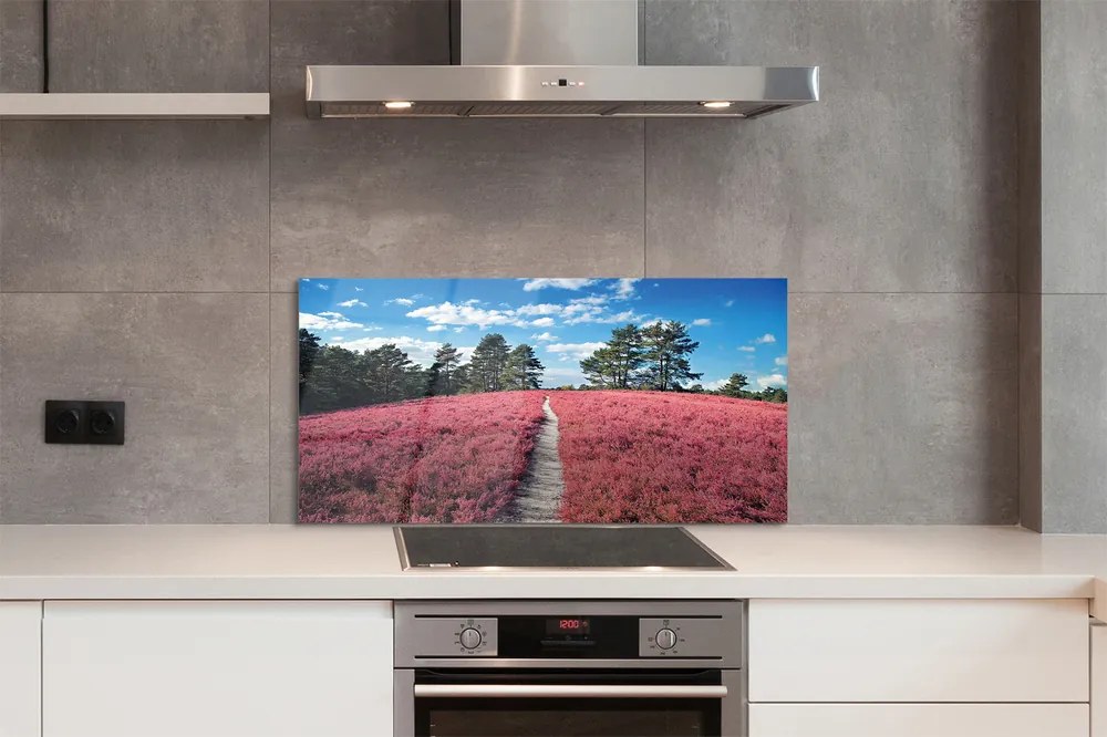 Szkło do Kuchni na Ścianę Wrzosowisko na Skraju Lasu