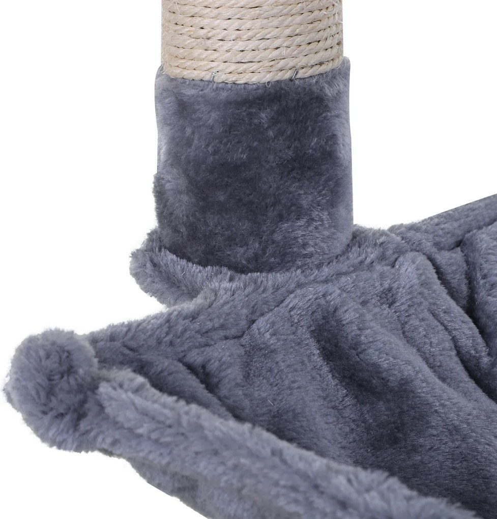 PawHut Drapak dla kotów z Słupkiem Sizalowym, Pluszowym Hamakiem, Płyta wiórowa, Szary 50 x 36 x 70 cm