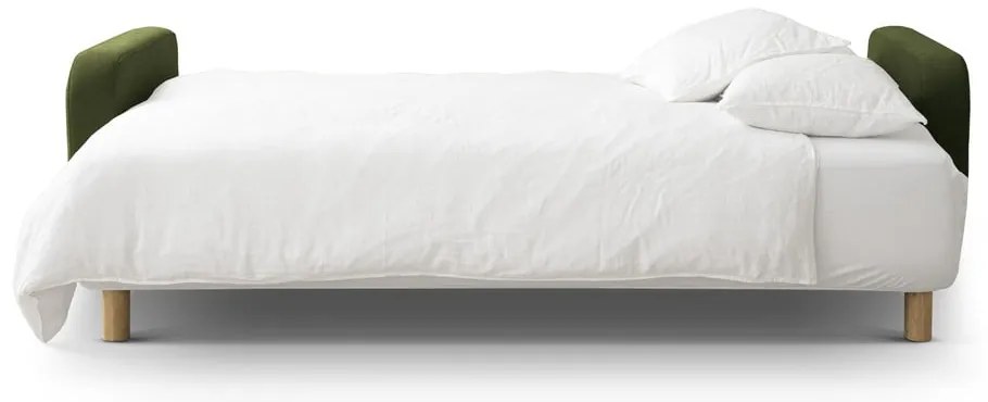 Zielona rozkładana sofa ze schowkiem 231 cm Elen – Micadoni