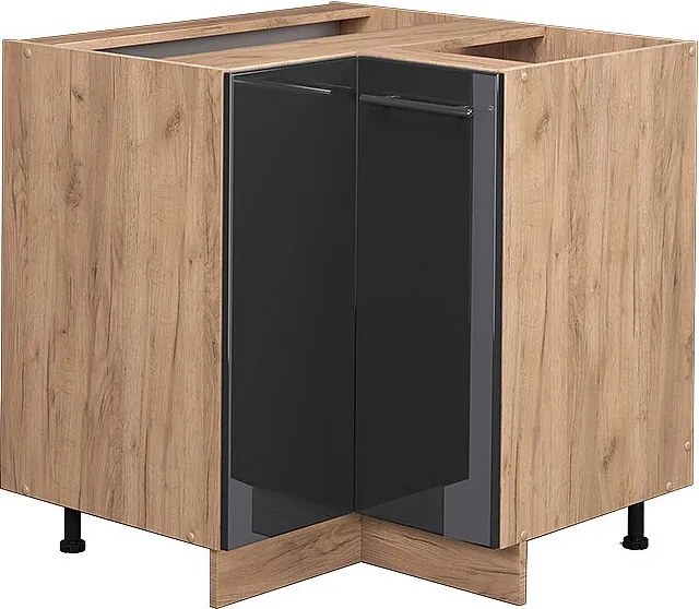 Szafka narożna antracyt wysoki połysk 80.5x51.6x82 fame-line