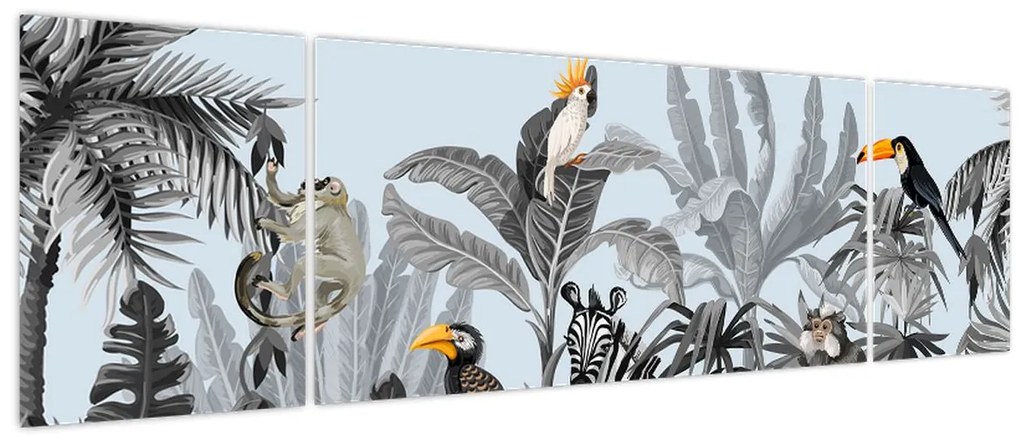 Obraz zwierząt w tropikalnym lesie (170x50 cm)