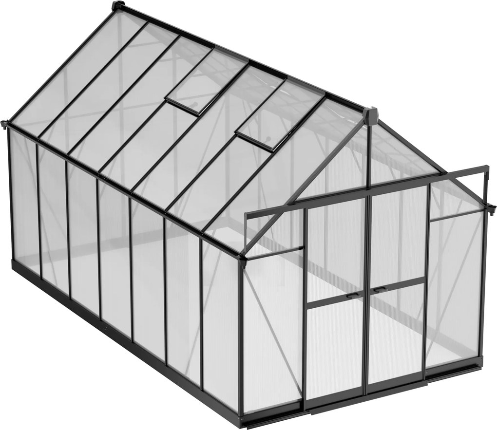 Szklarnia 240 x 244 x 429 cm, wzmocniona konstrukcja, poliwęglan 6 mm