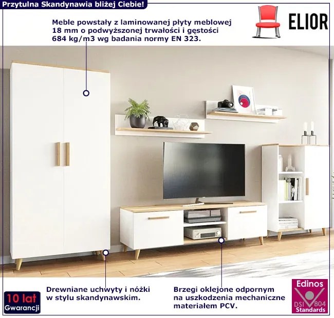 Zestaw mebli do salonu z szafą biały + dąb artisan P0-S84