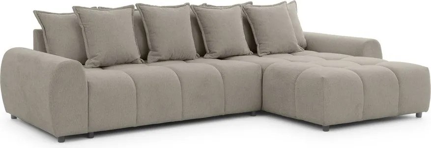 Szarobrązowy narożnik (prawostronny/z szezlongiem) Albane – Ropez