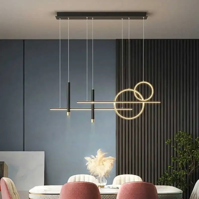 Axis – lampa wisząca LED czarno-złota, nowoczesne oświetlenie nad stół w salonie, kuchni lub sypialni