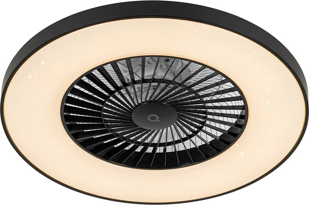 Inteligentny wentylator sufitowy czarny z efektem gwiazdy, regulowany - Climo