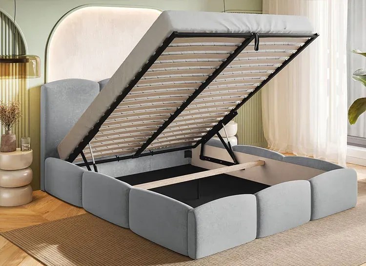 Podwójne łóżko welurowe z eleganckim zagłówkiem 180x200 Erma 4X - 36 kolorów
