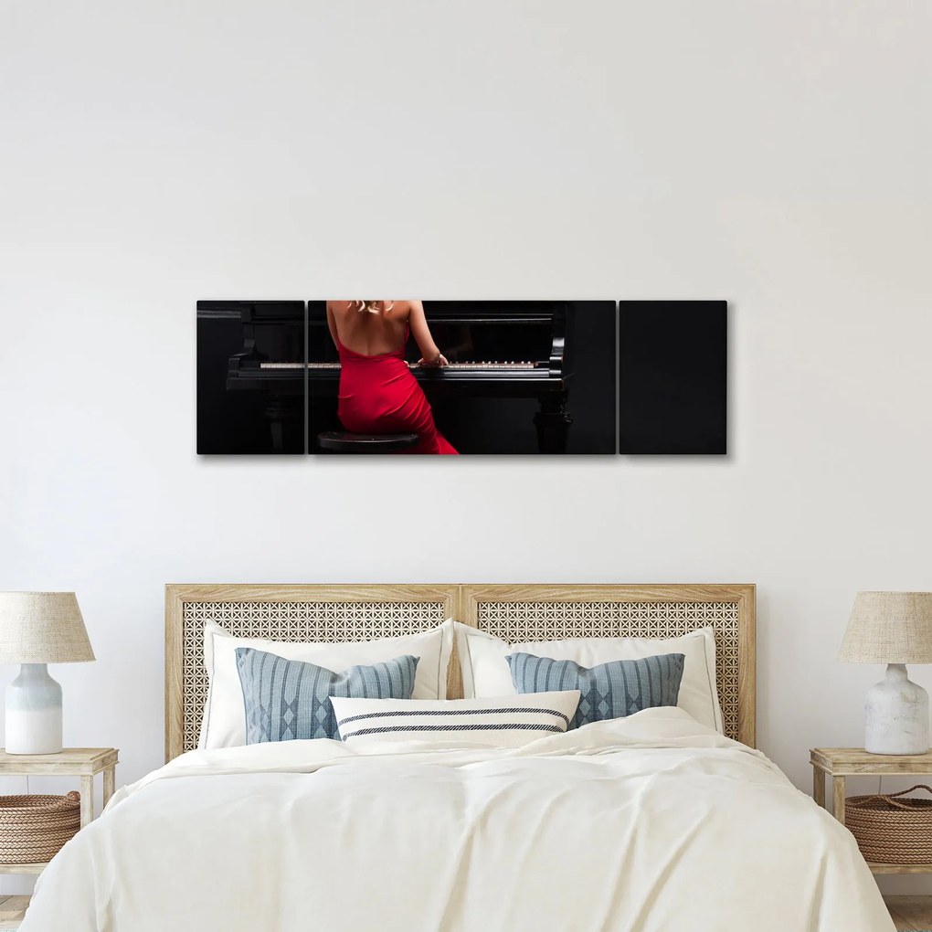 Obraz kobiety grającej na pianinie (170x50 cm)