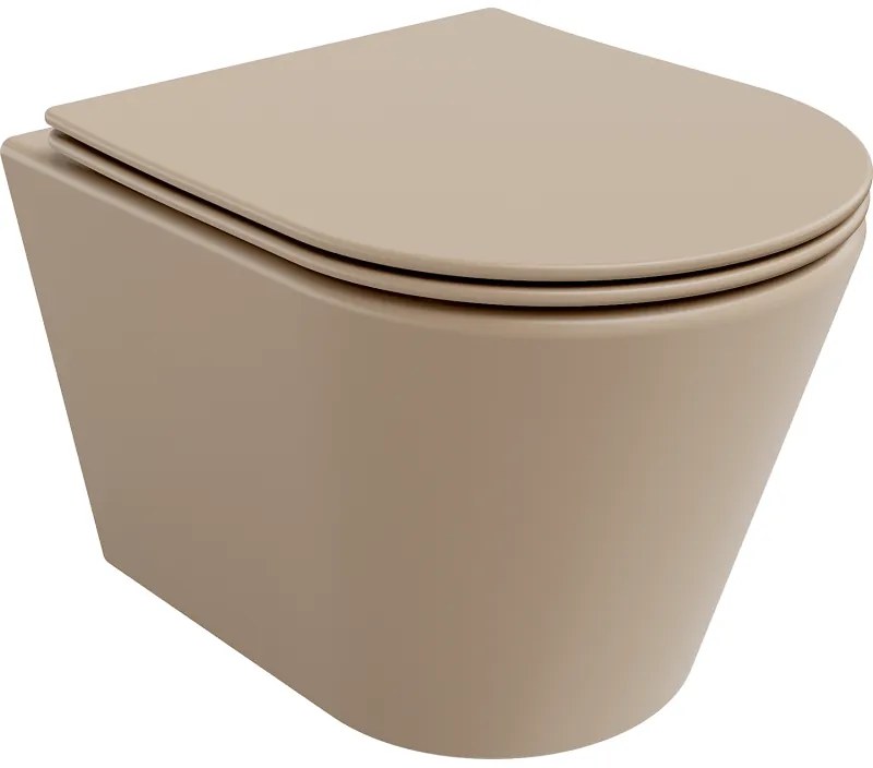 Mexen Rico miska wc Rimless z deską wolnoopadającą slim, duroplast, cappuccino mat - 30724064