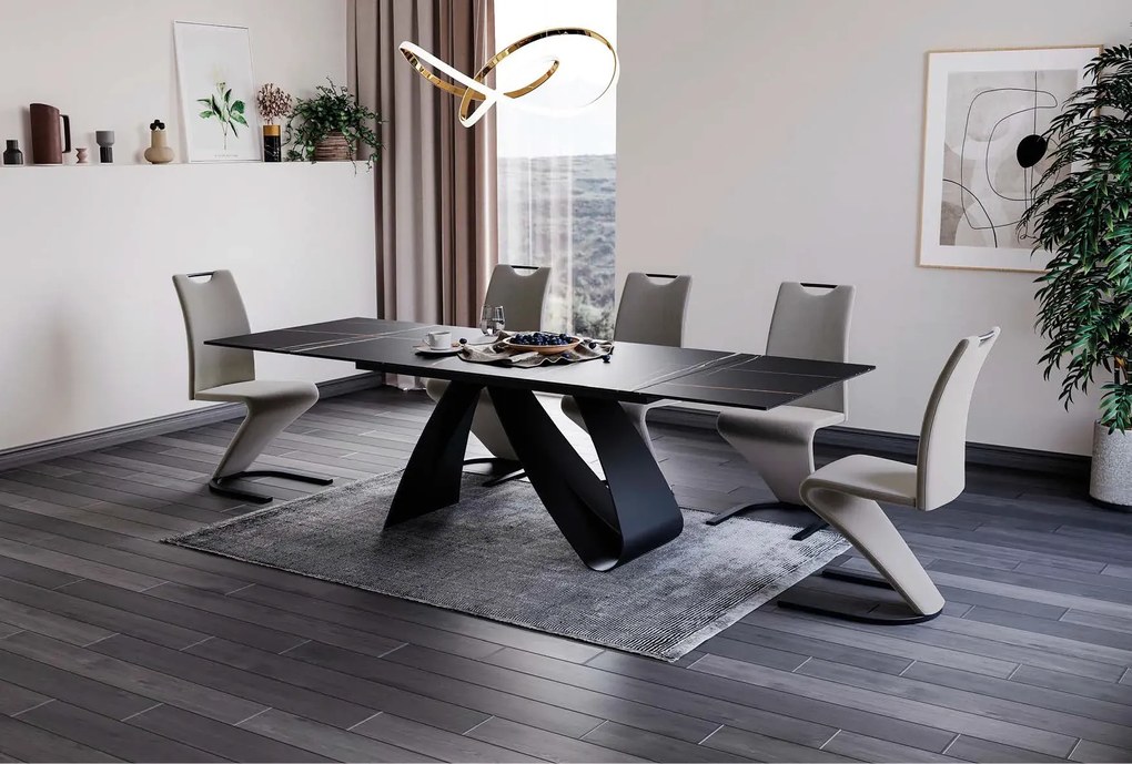 STÓŁ DIUNA CERAMIC CZARNY SAHARA NOIR/CZARNY MAT (160-240)X90 SIGNAL