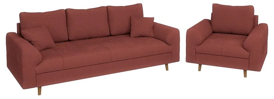 Ceglasta sztruksowa sofa 210 cm Ariella – Ropez