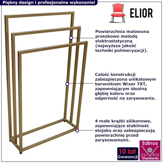 Złoty stojak na ręczniki w stylu glamur 60 cm Z0-F59