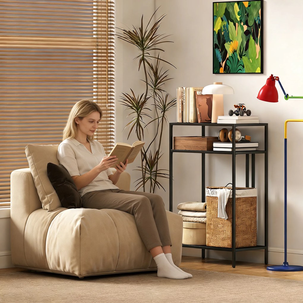 HOMCOM Stolik Konsolowy z 3 Półkami Wąski Stolik do Przedpokoju Metalowa Rama do Salonu, Przedpokoju, 55 cm, Czarny | Aosom PL