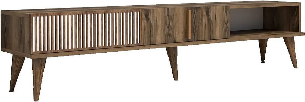 Nowoczesny stolik pod TV – 180 cm – Orzech – Płyta wiórowa pokryta melaminą