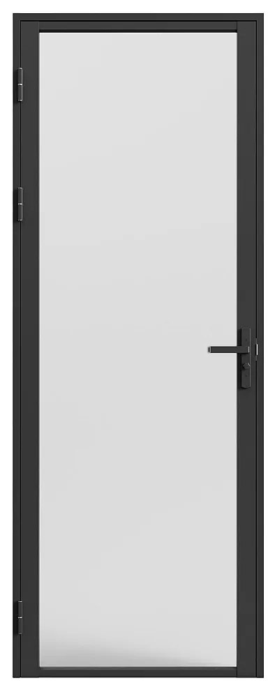 Drzwi kompletne dwustronne z aluminium i matowego szkła hartowanego - wys. 204 x szer. 93 cm - Czarny - LOXTON