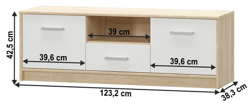 Stolik pod telewizor TEYO 2D1S, biały