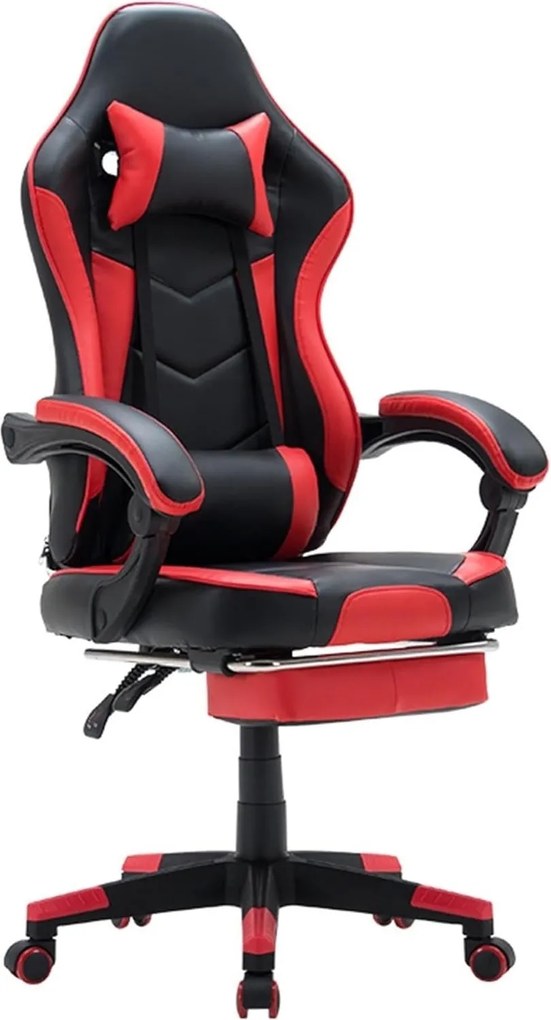 Fotel gamingowy z wysuwanym podnóżkiem Viper, kolor czarno-czerwony