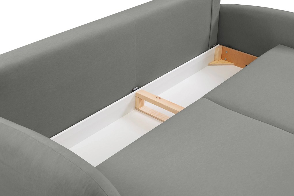 Masseno Sofa AGIO z funkcją spania i pojemnikiem na pościel, Rozkładana sofa - Szary, CASTEL 93