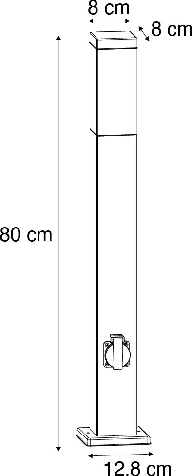 Lampa zewnętrzna ciemnoszara z grotem do ziemi i dławikiem kablowym 80 cm z gniazdkiem IP44 - Malios