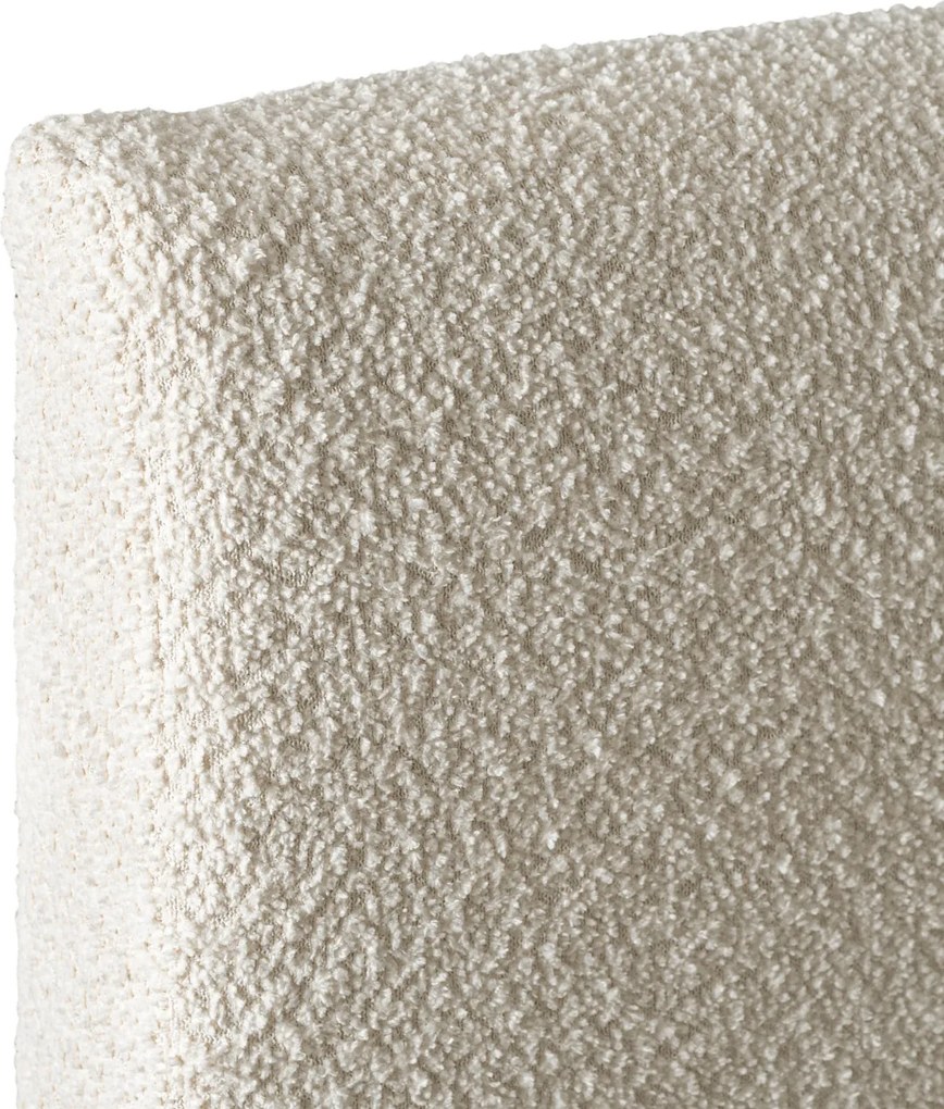 Łóżko Tapicerowane 140x200 cm MARSYLIA ze Stelażem i Pojemnikiem Dwuosobowe Boucle Kremowe