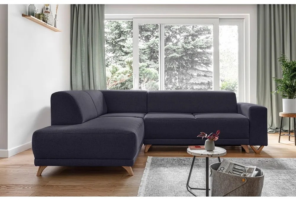 Antracytowy rozkładany/ze schowkiem narożnik (lewostronny/w kształcie litery L) Classy Sophie – Miuform