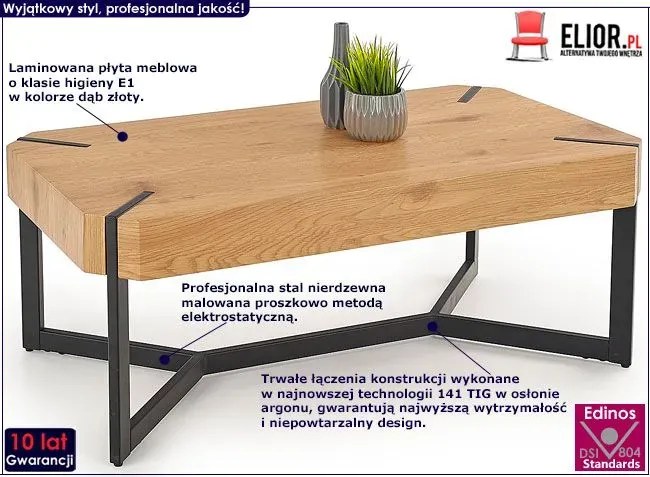 Prostokątna Industrialna Ława Dąb Złoty S7-D81