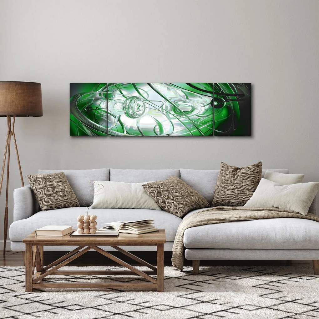 Zielony abstrakcyjny obraz (170x50 cm)