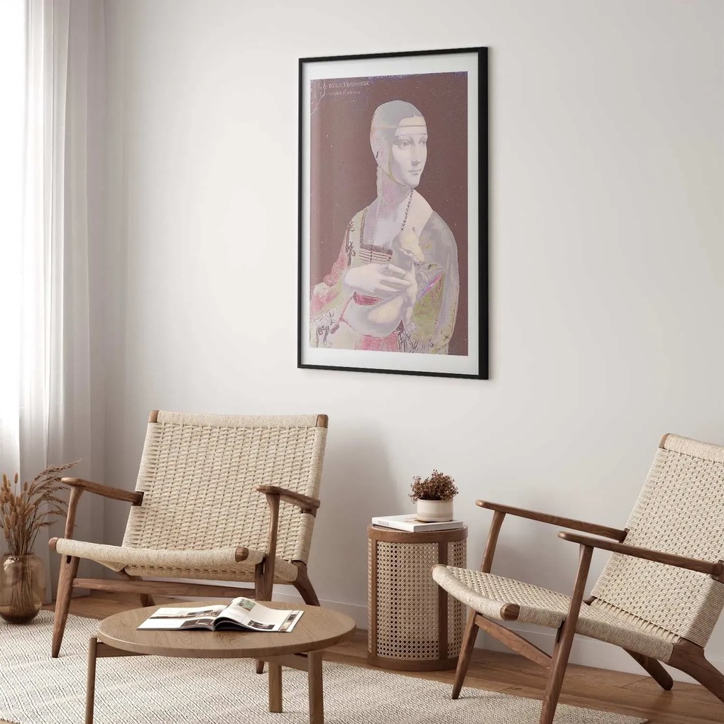 Plakat Pastelowa dama 40x60 cm z ramą czarną z marginesem ARTGEIST B
