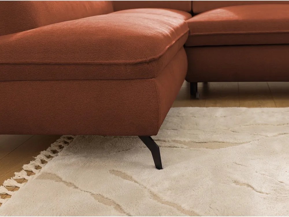 Narożnik z tkaniny szenilowej w kolorze terakoty (lewostronny/w kształcie litery L) Marbeya – Ropez