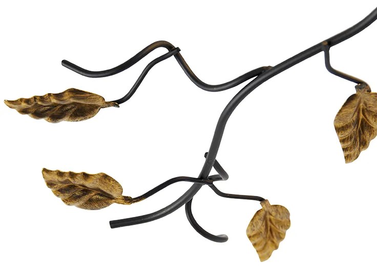 W stylu vintage lampa sufitowa czarna ze złotem 80 cm 4-światła - Foglie klasyczny/Antyczny Oswietlenie wewnetrzne