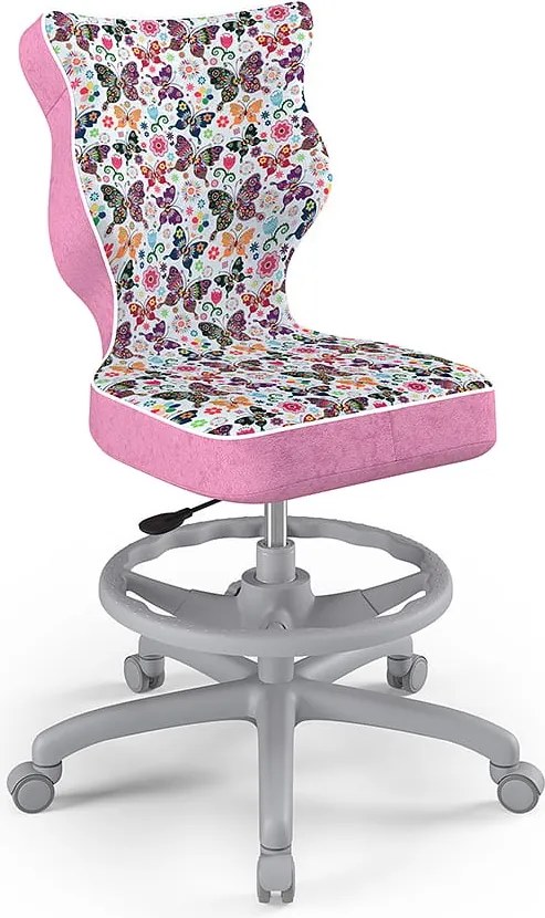 Młodzieżowe krzesło do biurka Petit Grey rozmiar 6 (159-188 cm) z podnóżkiem i wzorami