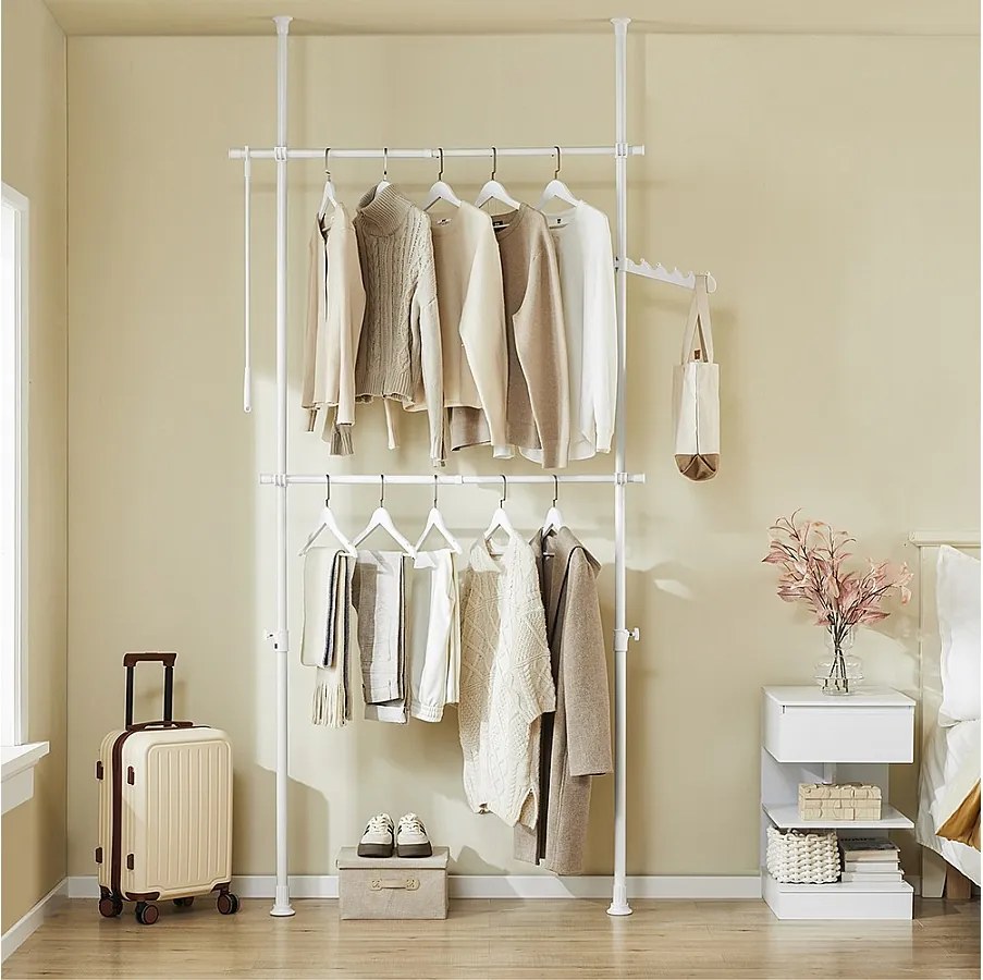 SoBuy Regulowany Wieszak Stojący Biały 27x76.99x103cm Funkcjonalny FRG109-II-W